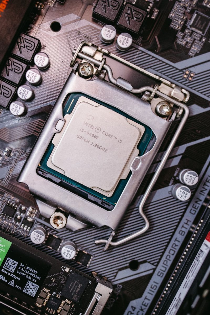 Central processing unit installed on a computer motherboard.